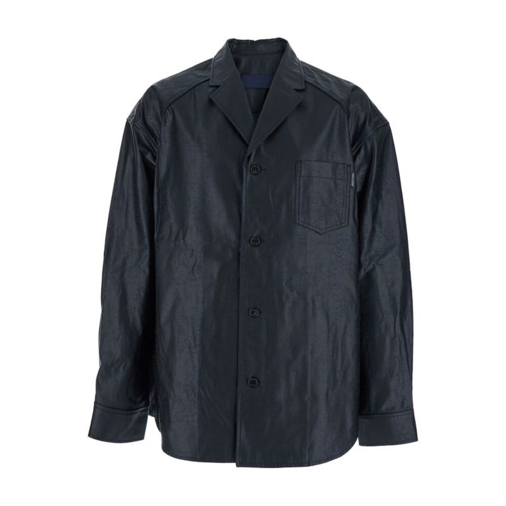 Juun.J Men Dark Blue Shirt With Classic Collar And Chest Pocket In Cotton Man